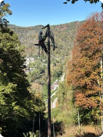 Lineman on Power Pole